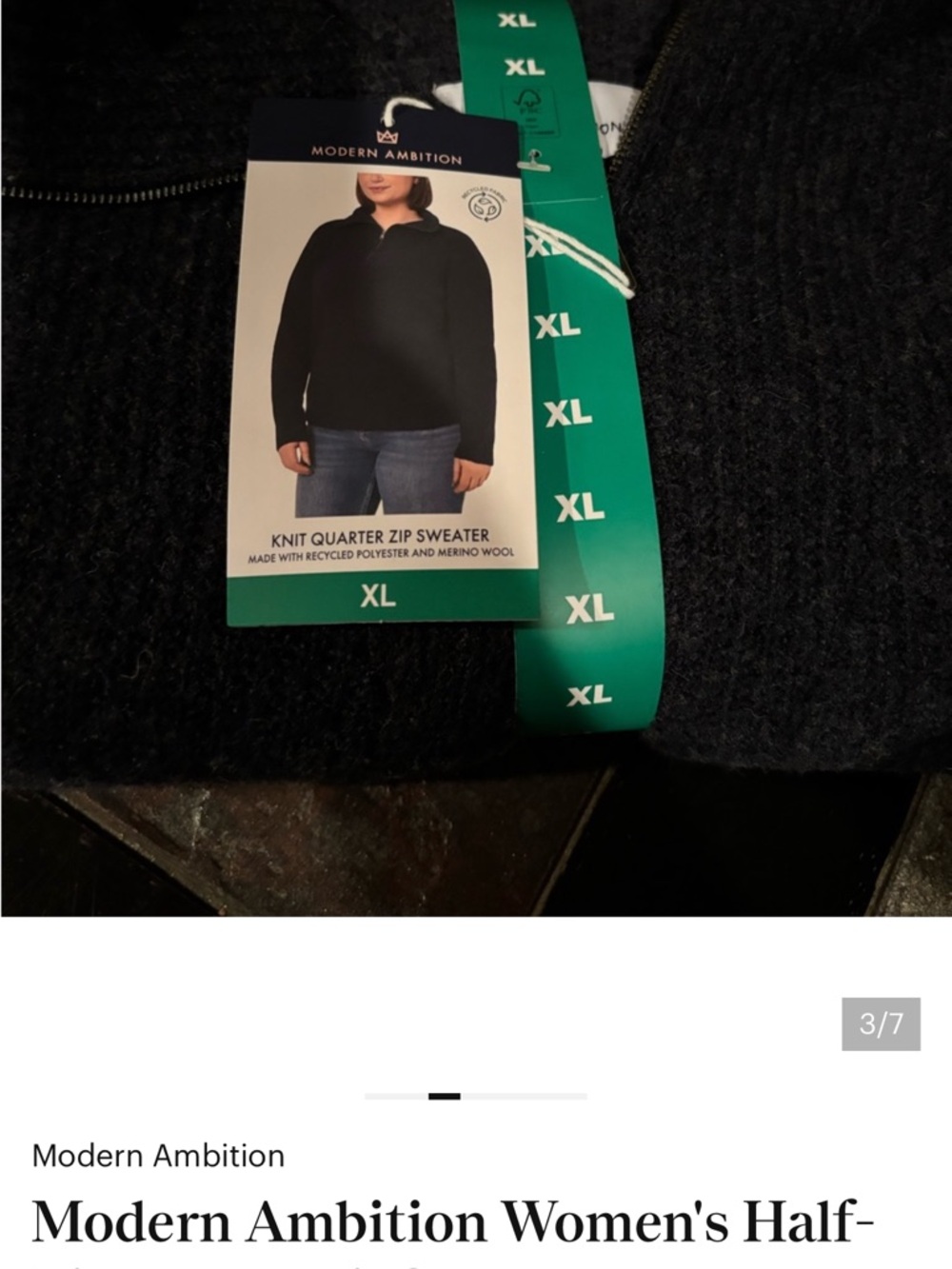 NWT Modern Ambition Cozy Ribbed Women's Half-Zip Navy Knit Sweater SIZE XL - Picture 7 of 12
